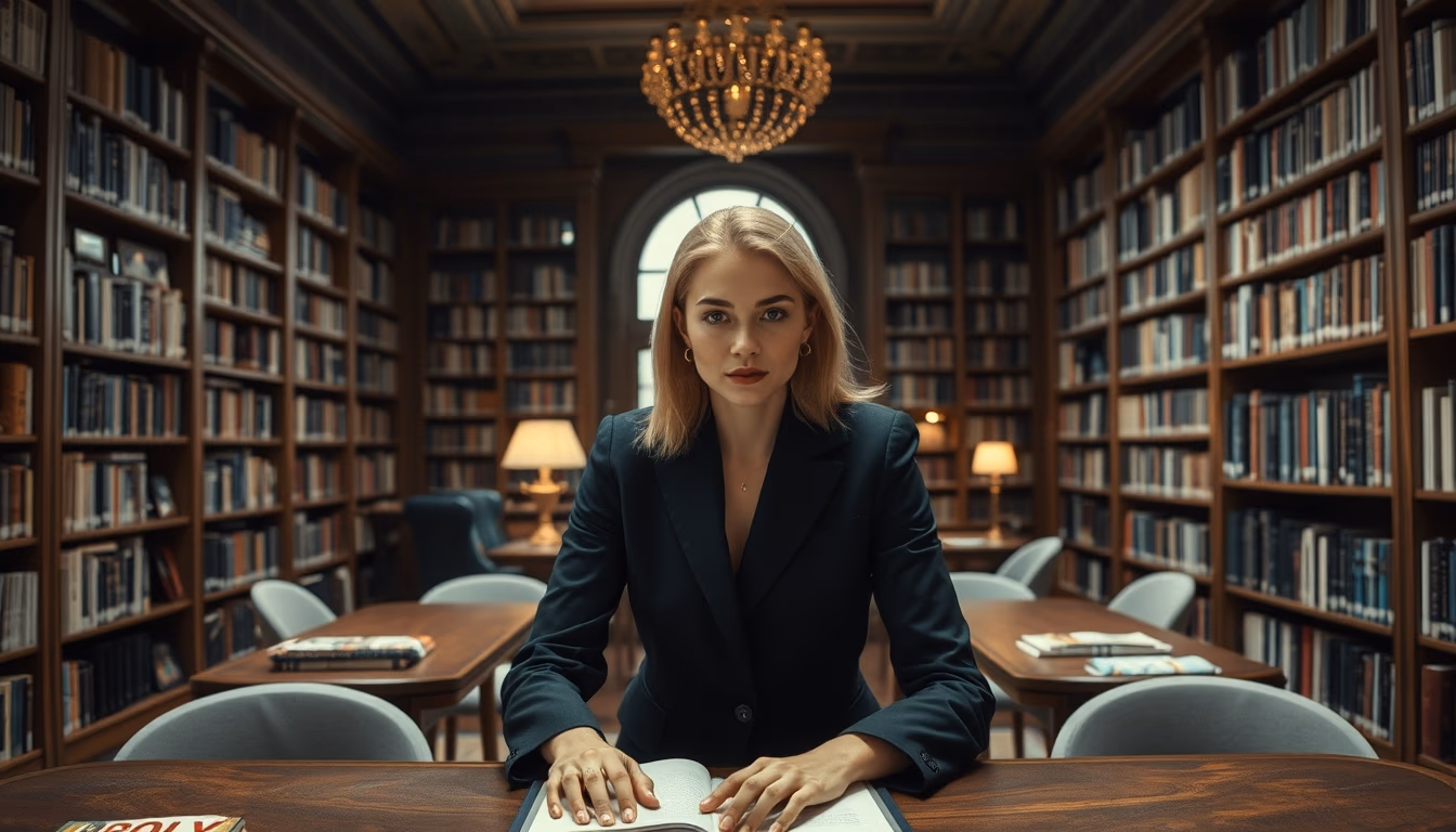 library study room in editorial style