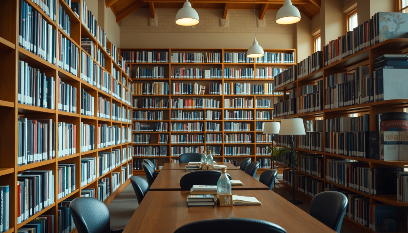 library study room in editorial style