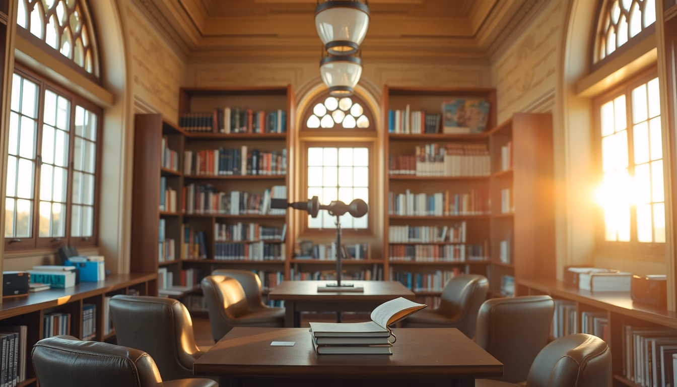 library study room in editorial style