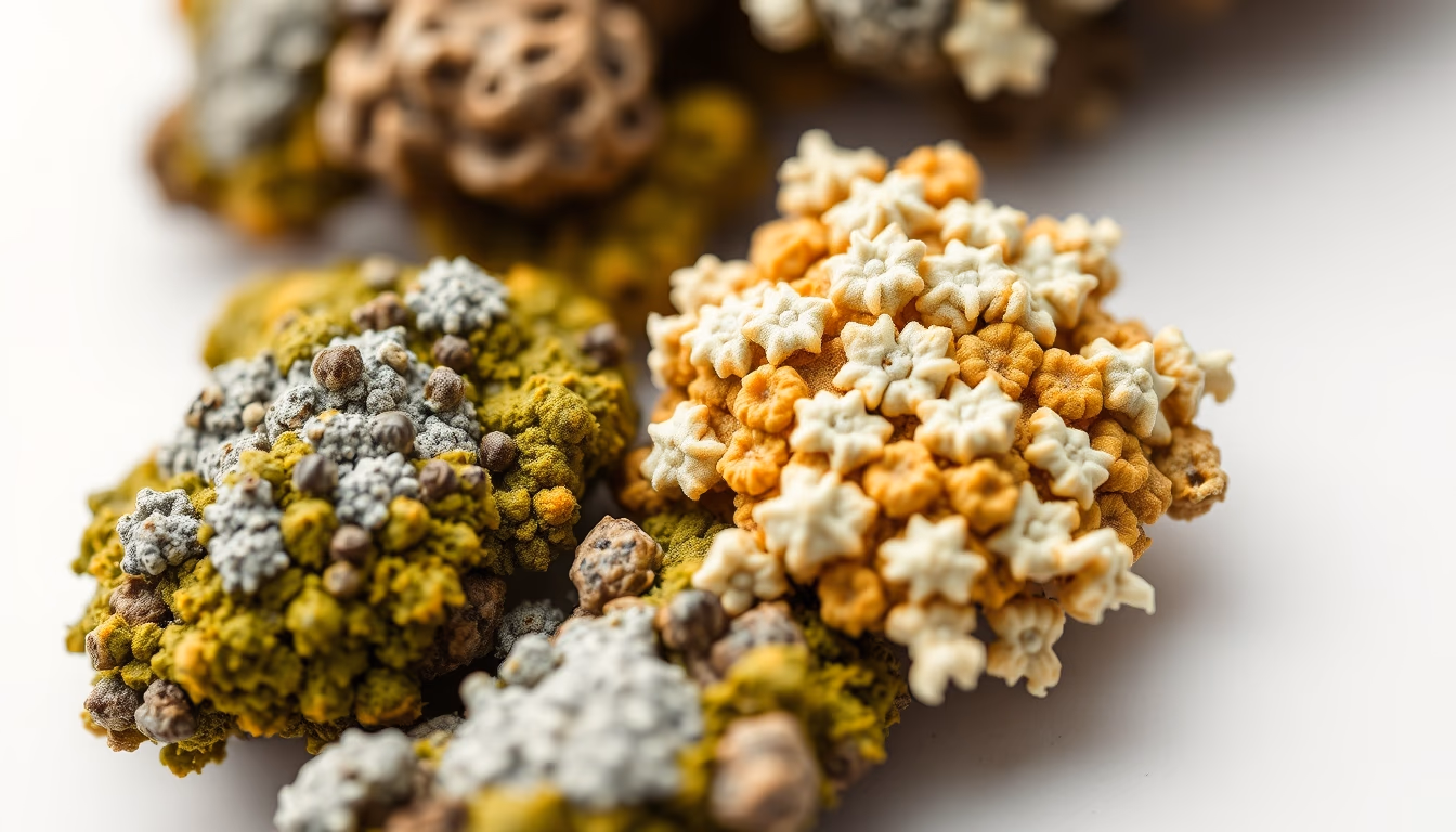 lichens symbiotic close in editorial style