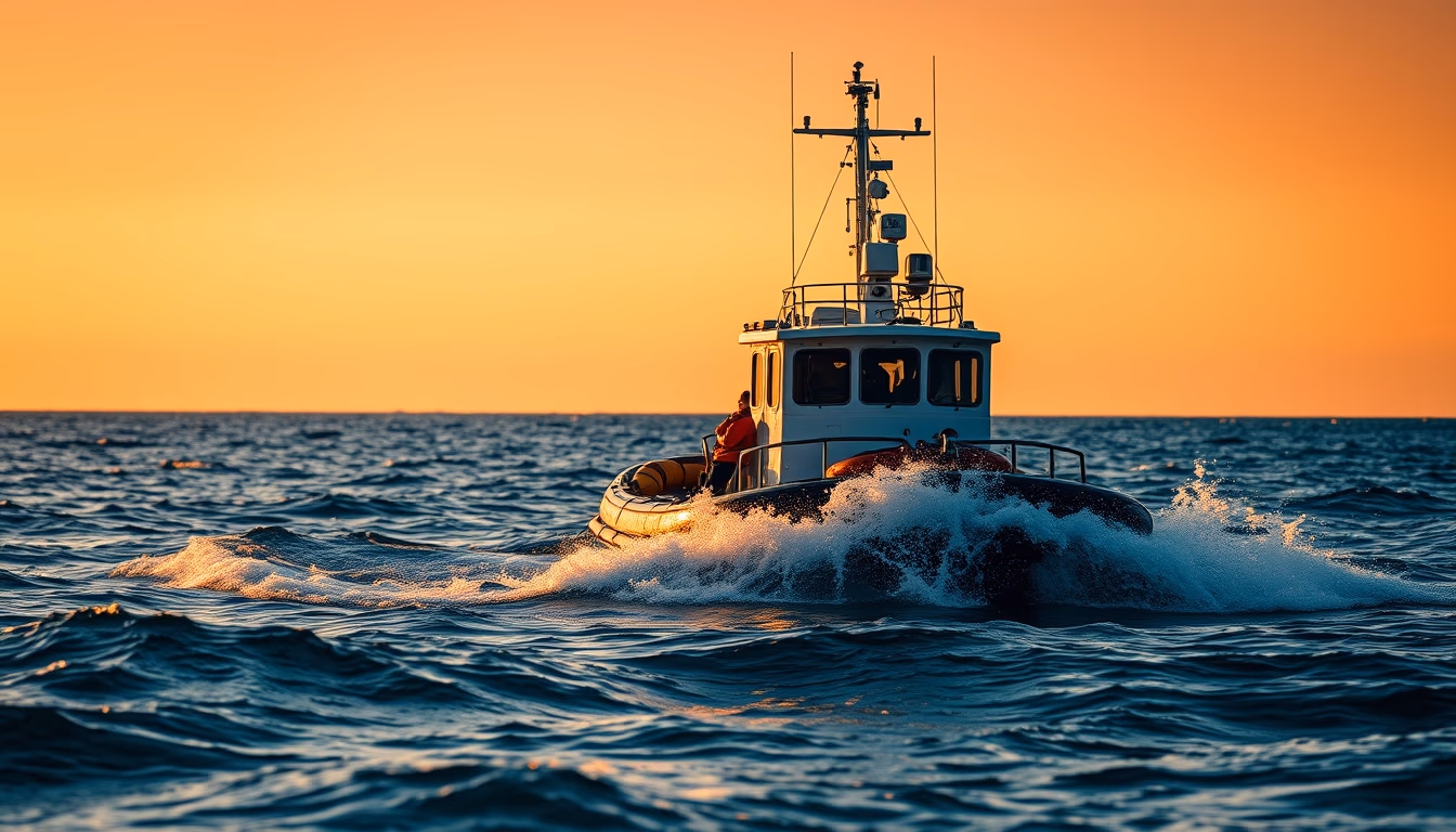 lifeboat rescue ocean in editorial style