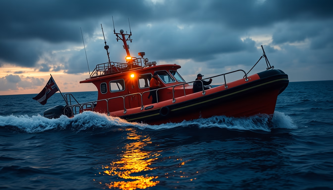 lifeboat rescue ocean in editorial style