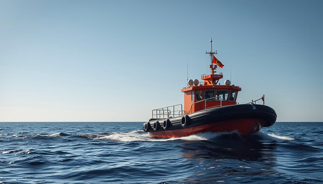 lifeboat rescue ocean in editorial style