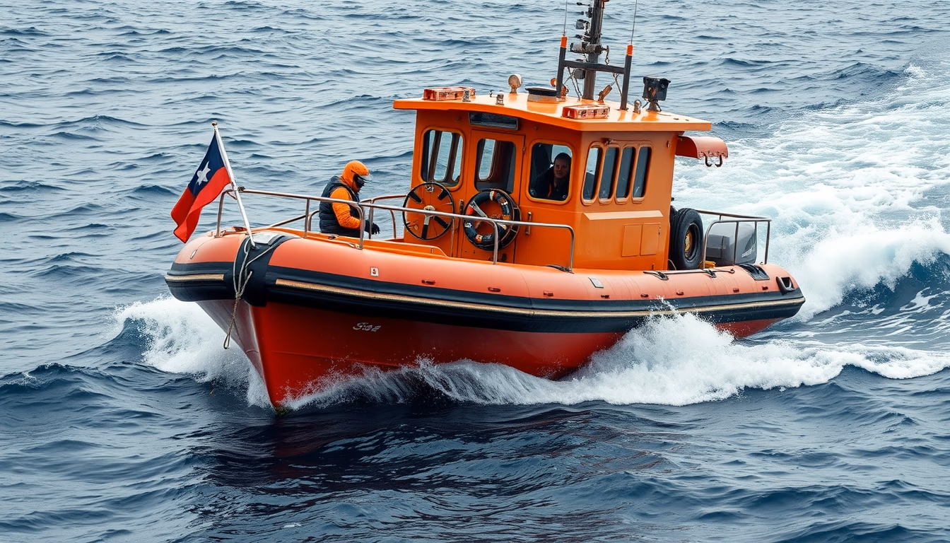 lifeboat rescue ocean in editorial style