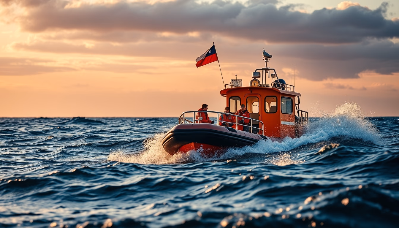 lifeboat rescue ocean in editorial style