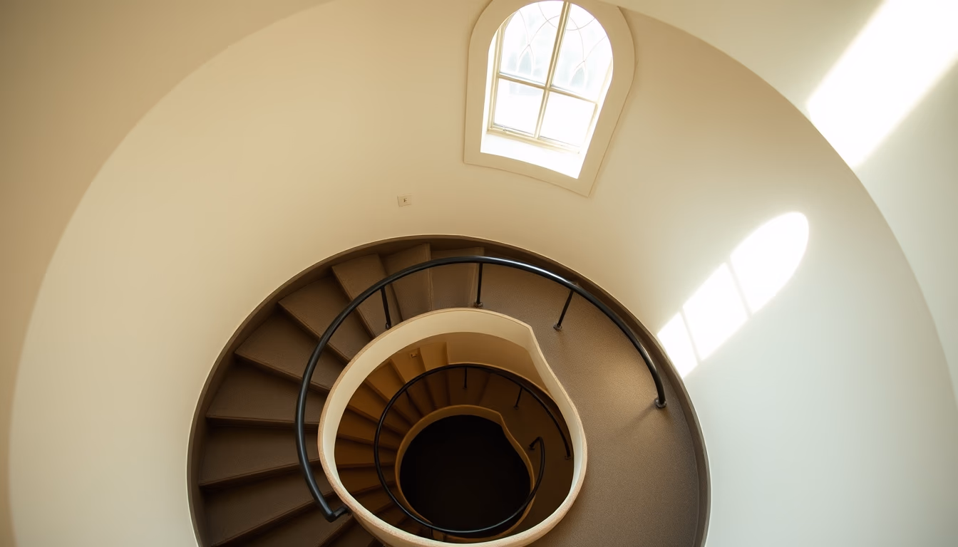 lighthouse spiral stairs in editorial style