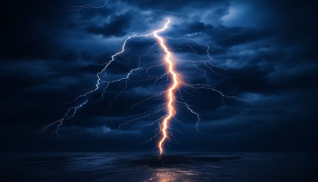 Lightning bolt night sky em estilo editorial