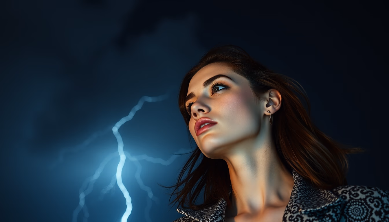Lightning bolt night sky em estilo editorial