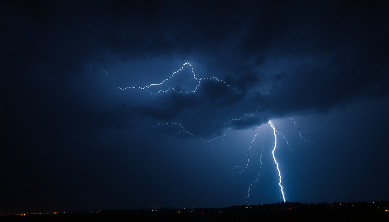 lightning bolt night sky in editorial style
