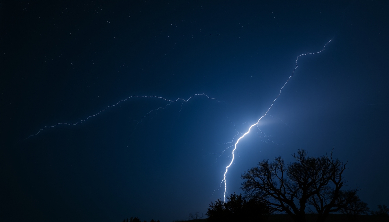 lightning bolt night sky in editorial style