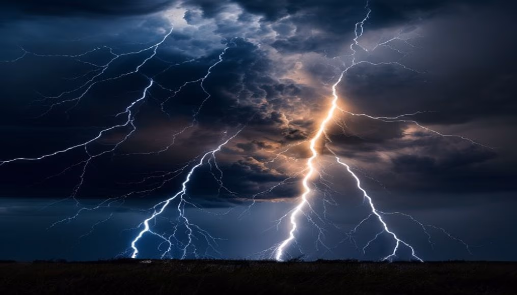 lightning bolt sky in editorial style