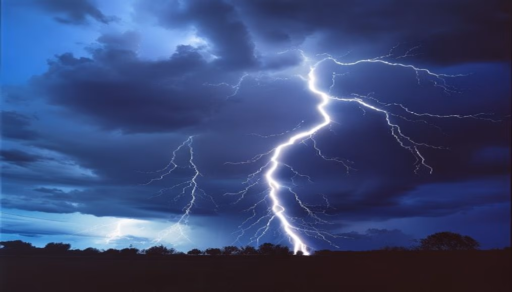 lightning bolt sky in editorial style