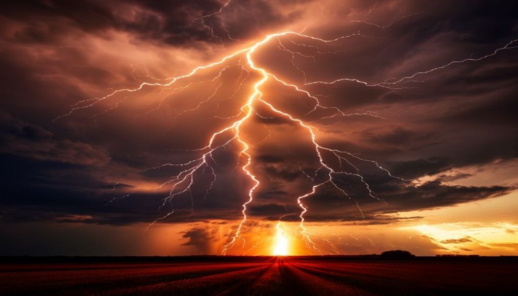 lightning bolt sky in editorial style
