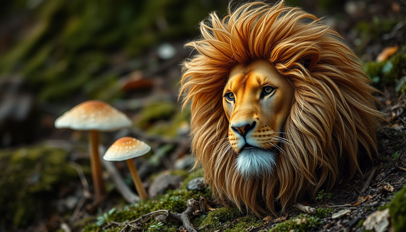 lion mane mushroom in editorial style
