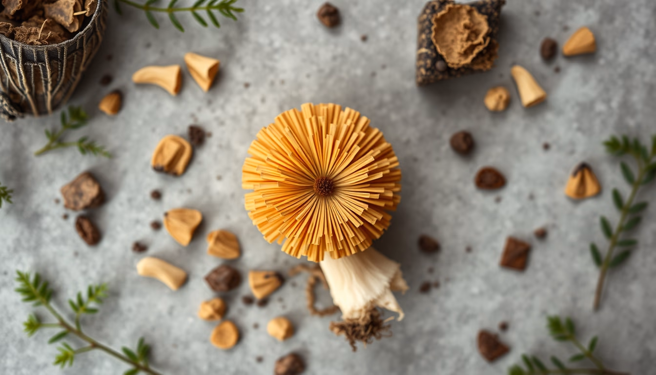 lion mane mushroom in editorial style