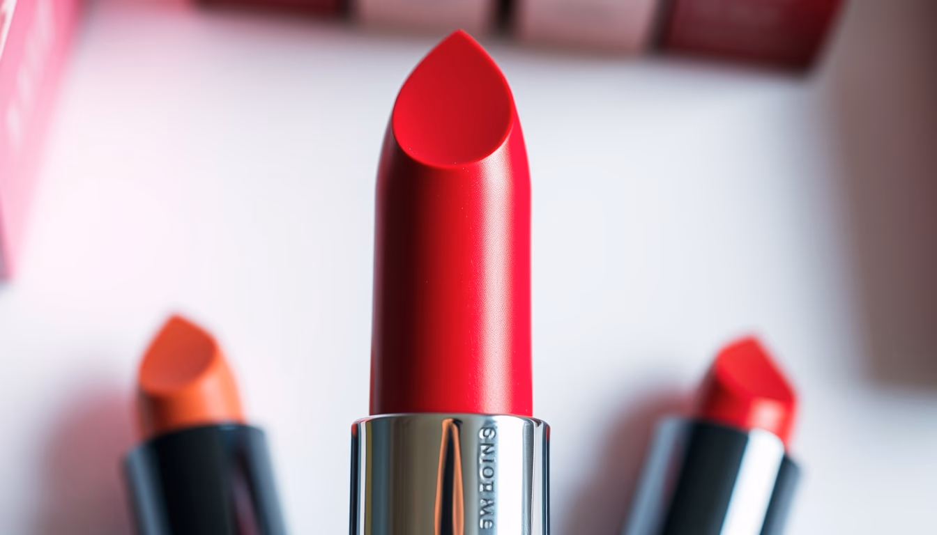 lipstick collection top down in editorial style