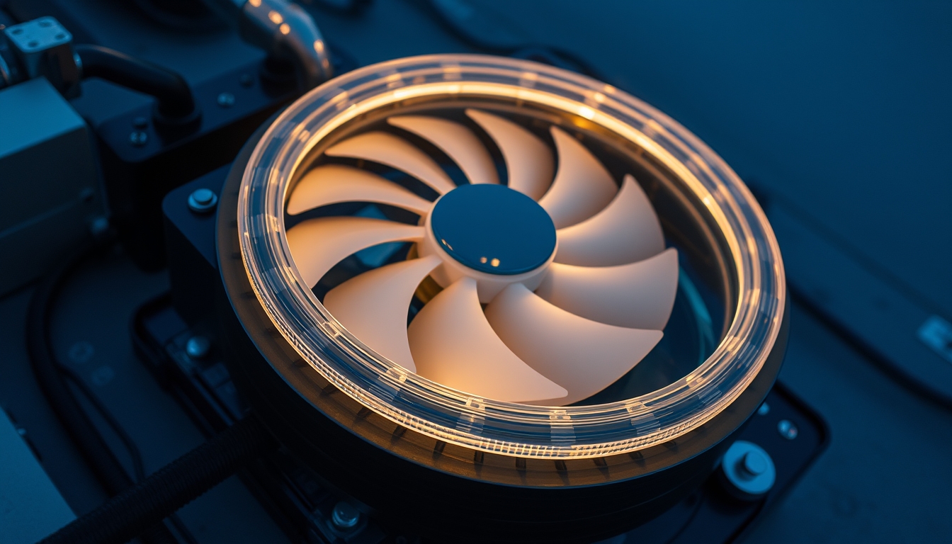 liquid cooling loop in editorial style