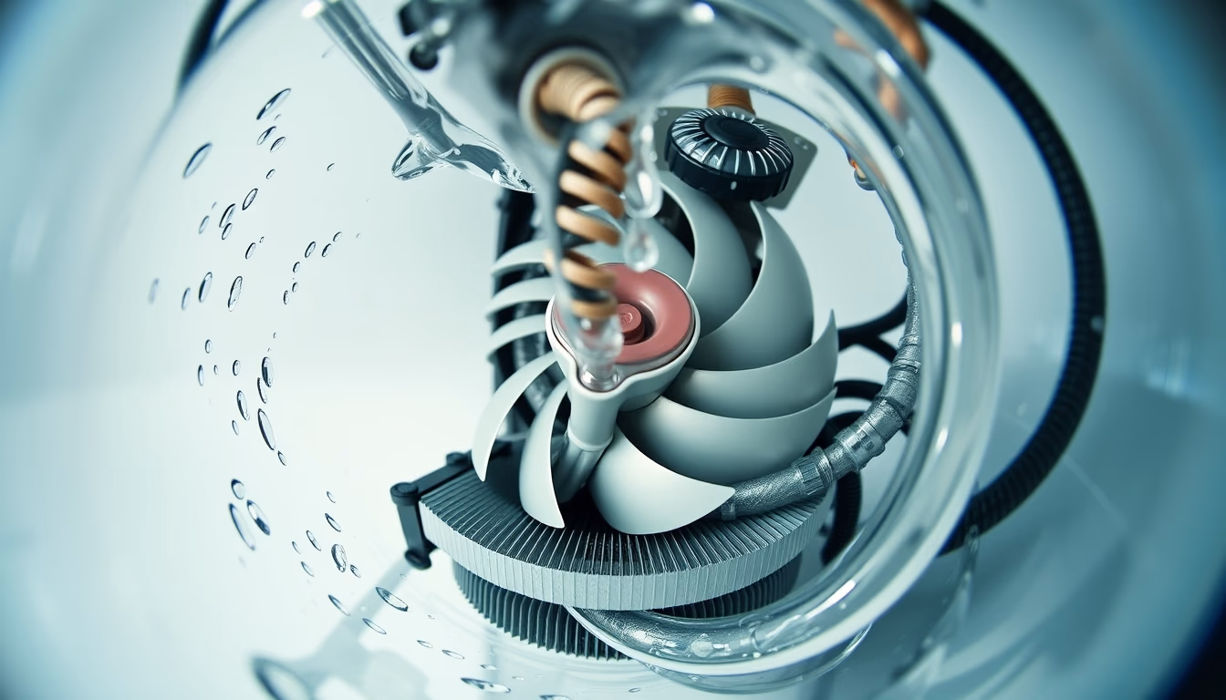 liquid cooling loop in editorial style