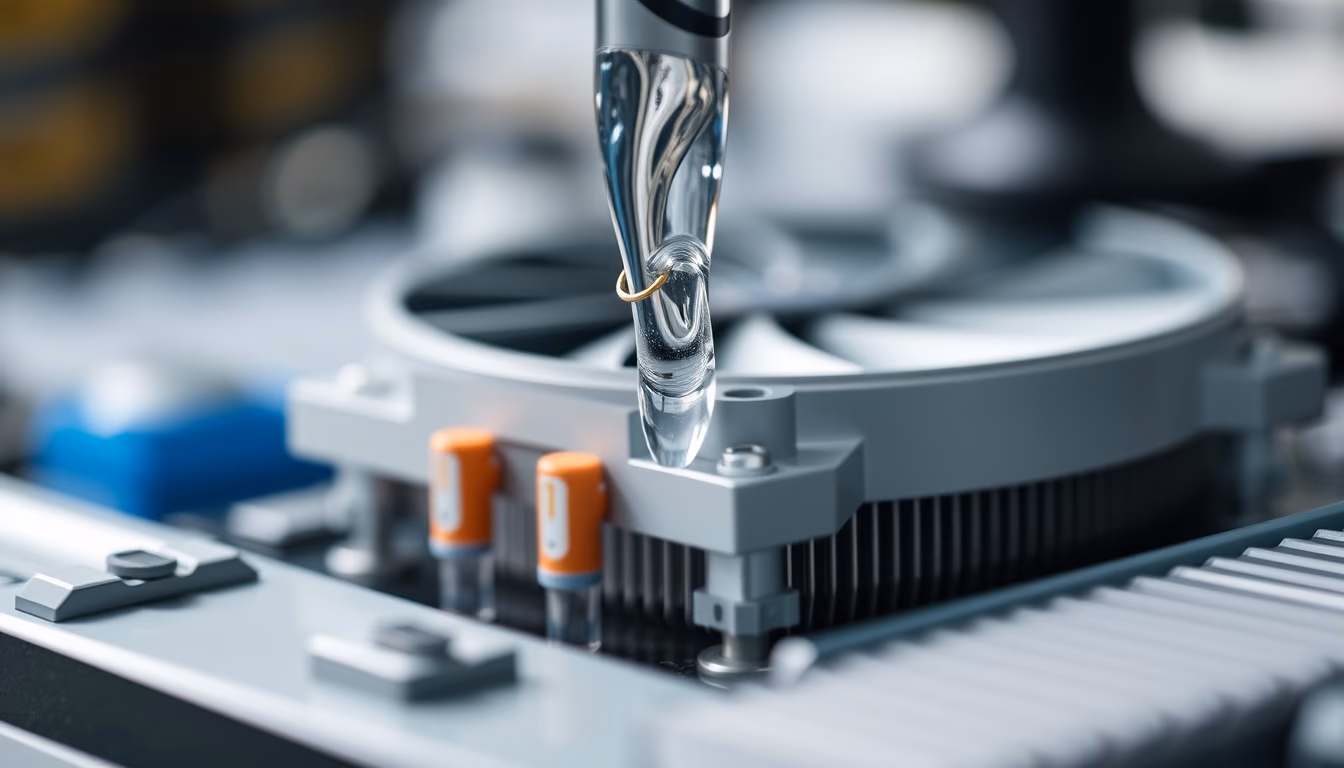 liquid cooling loop in editorial style