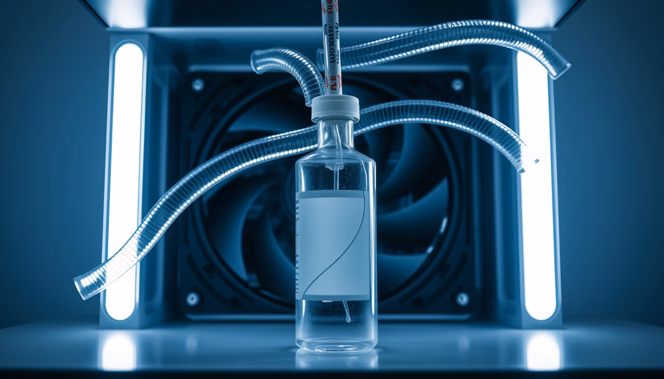 liquid cooling loop in editorial style