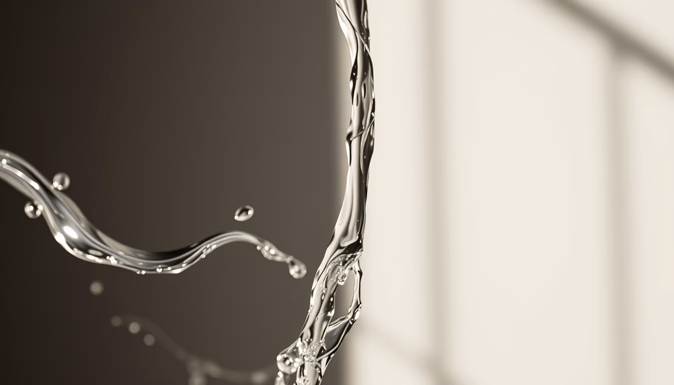 liquid metal flowing in editorial style