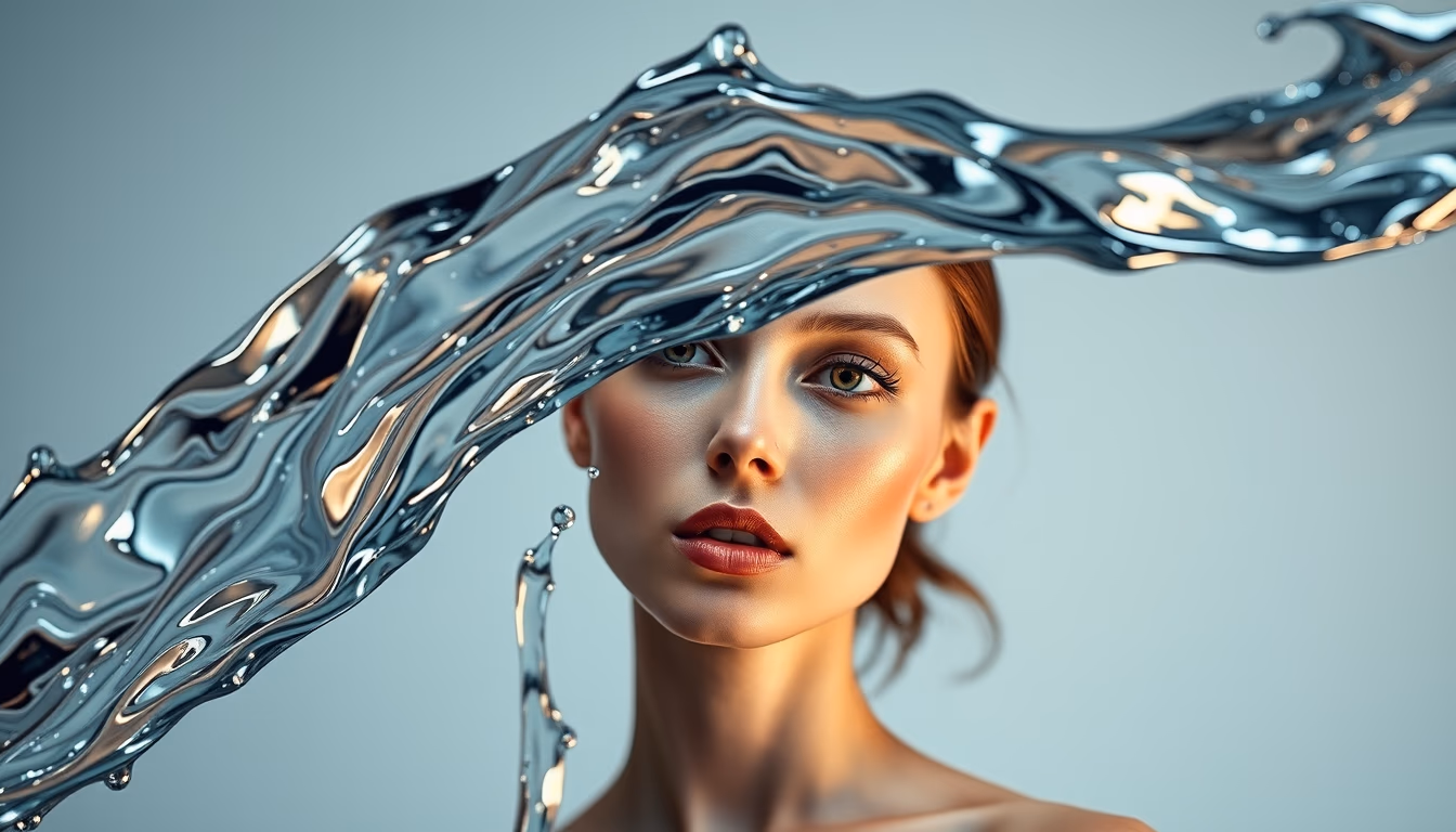 Liquid metal flowing em estilo editorial