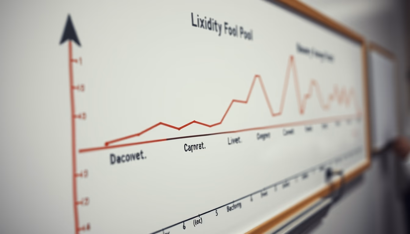 Pool de liquidez diagram on whiteboard em estilo editorial