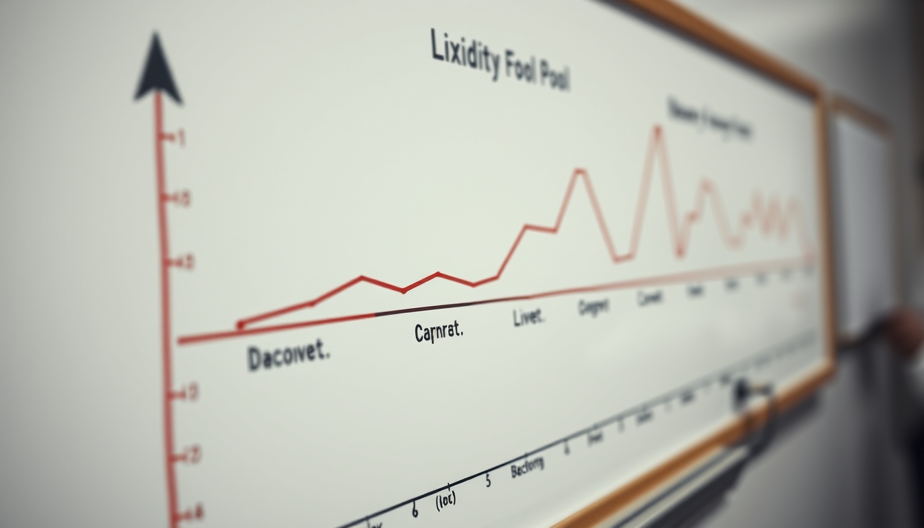 liquidity pool diagram on whiteboard in editorial style