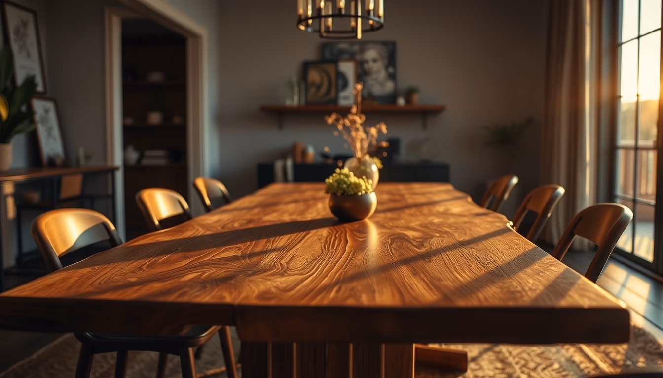 live edge dining table in editorial style