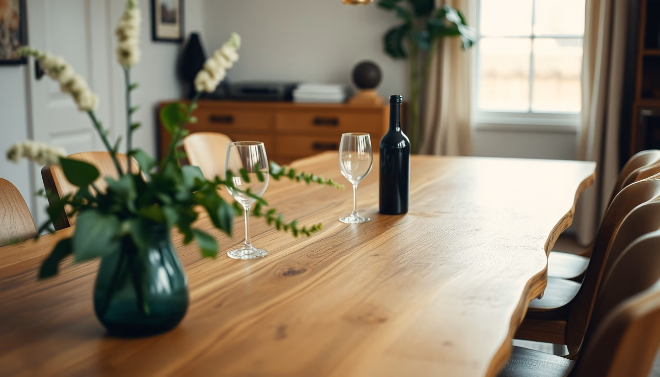 live edge dining table in editorial style