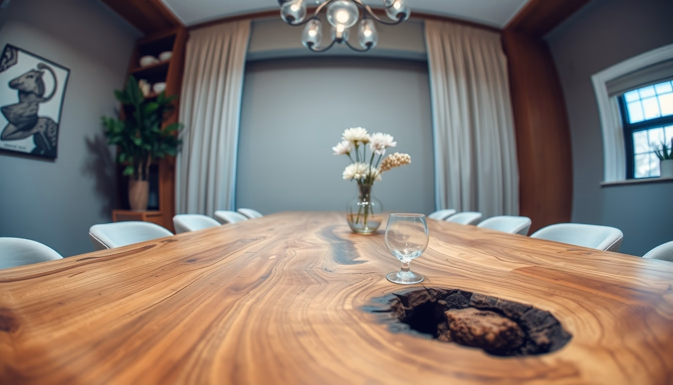 live edge dining table in editorial style