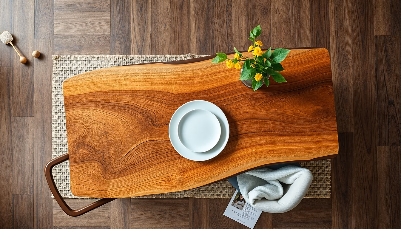 live edge dining table in editorial style