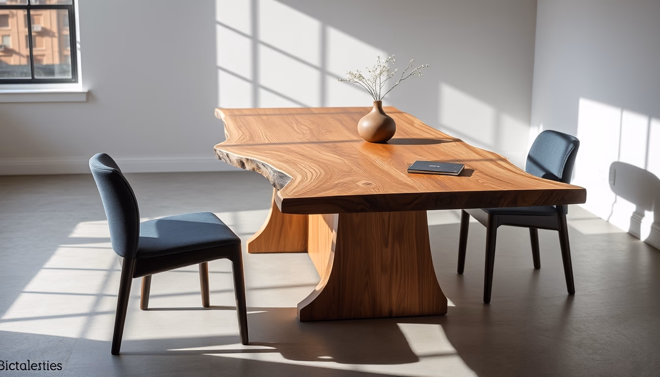 live edge dining table in editorial style
