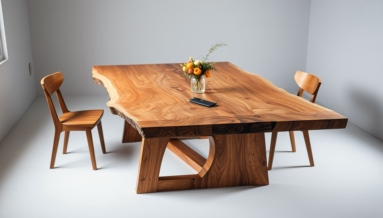 live edge dining table in editorial style