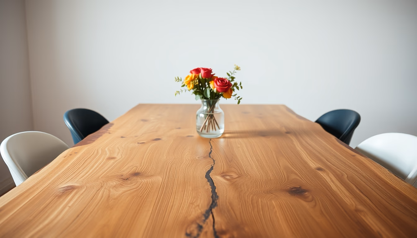 live edge dining table in editorial style