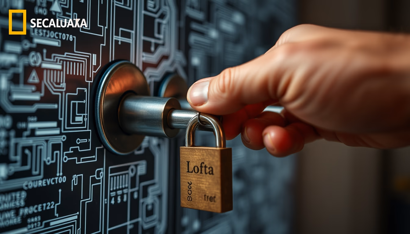 lock and key digital concept in editorial style