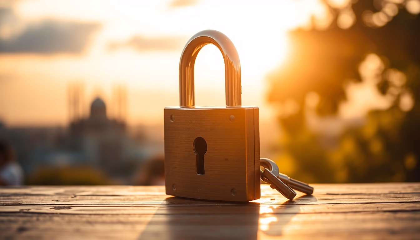 lock and key digital concept in editorial style