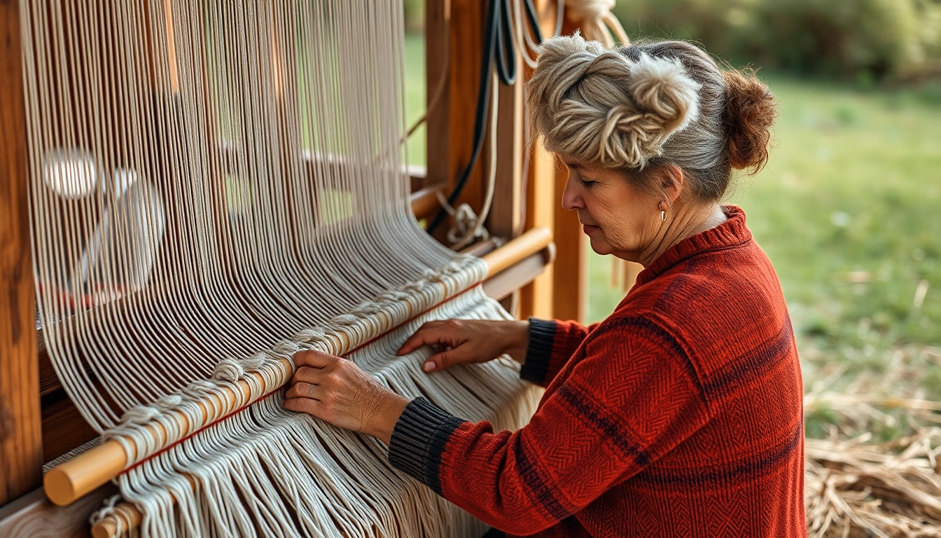 loom weaving alpaca in editorial style
