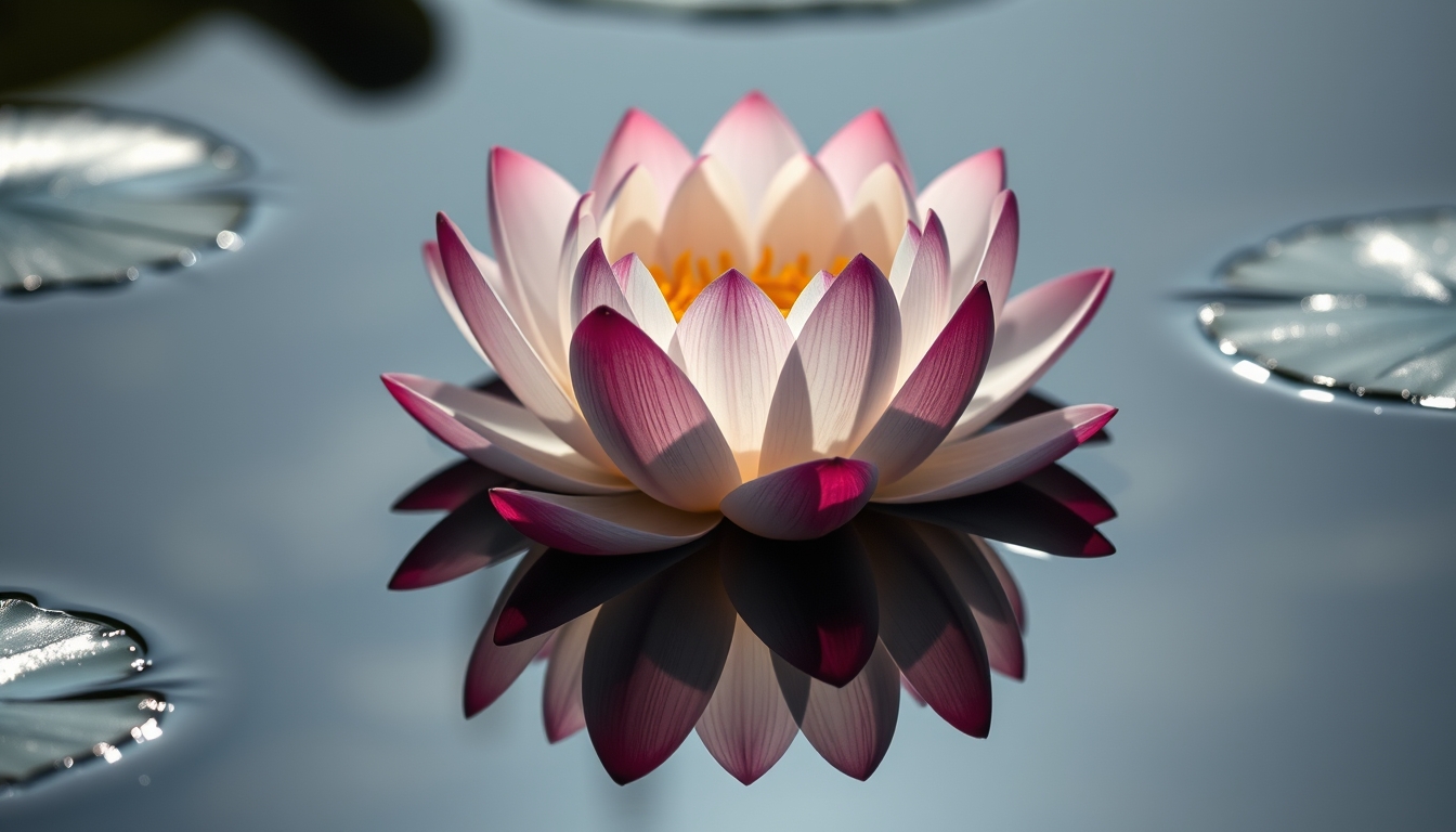 lotus flower water reflection in editorial style