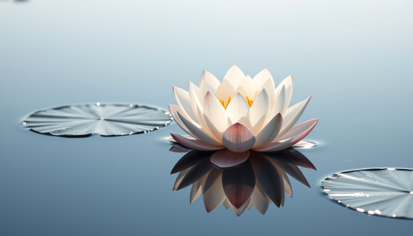 lotus flower water reflection in editorial style