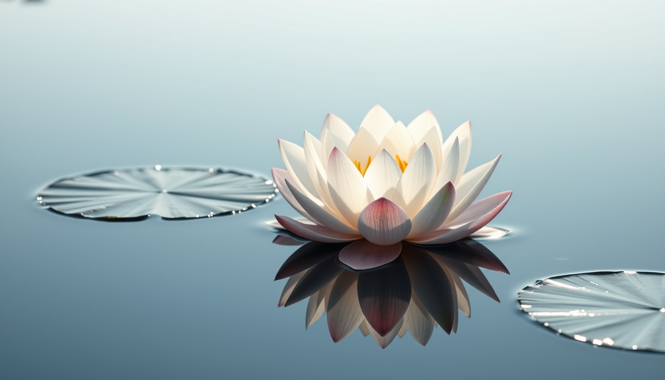 lotus flower water reflection in editorial style