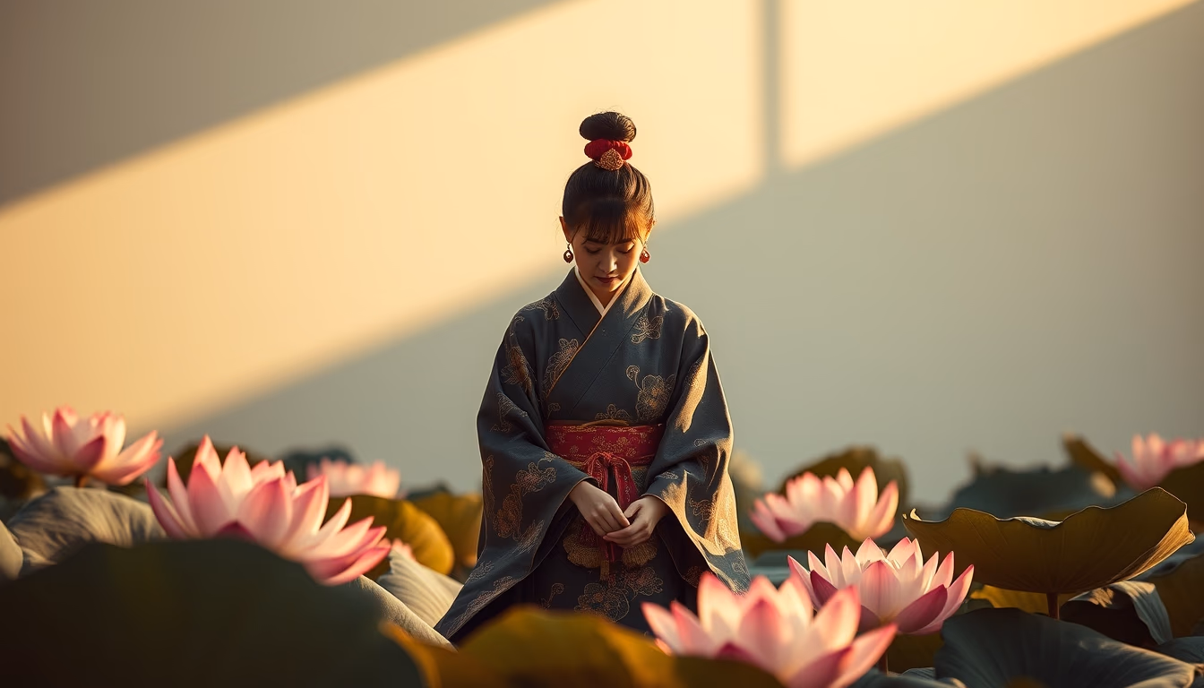 lotus sutra japanese in editorial style