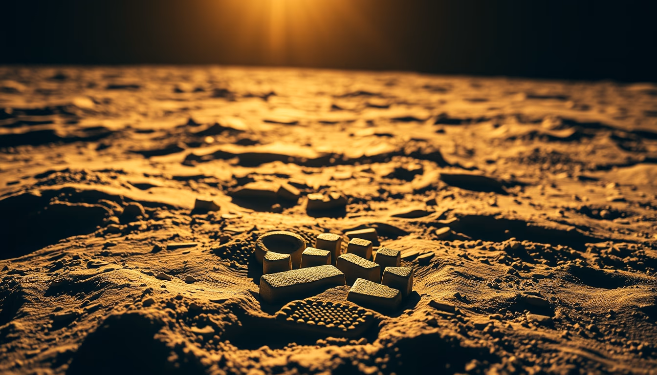 lunar surface astronaut footprint in editorial style