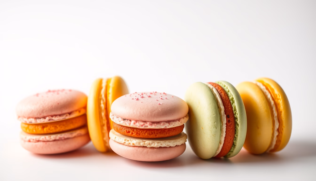 macarons rainbow in editorial style