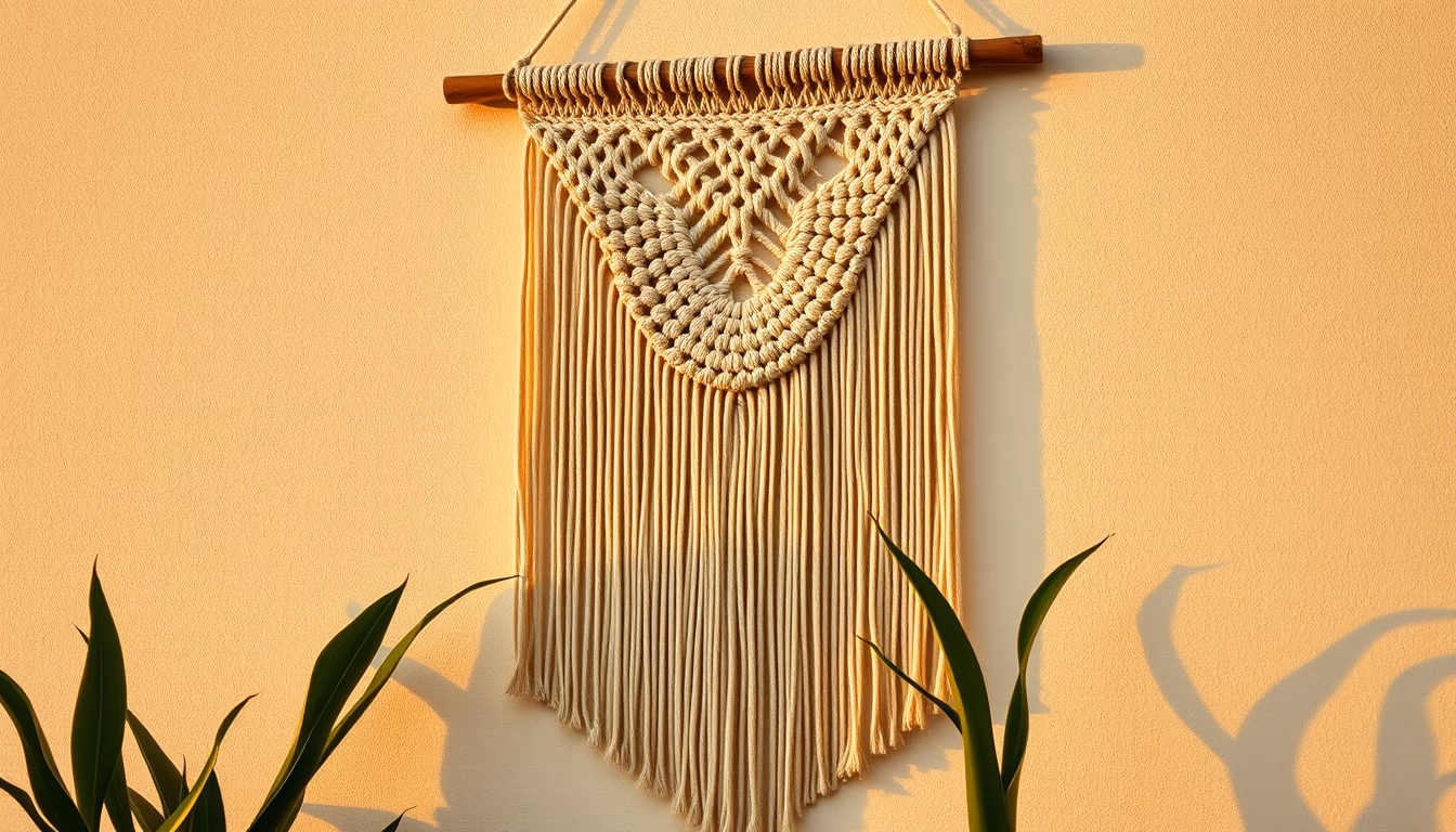 macrame wall hanging in editorial style