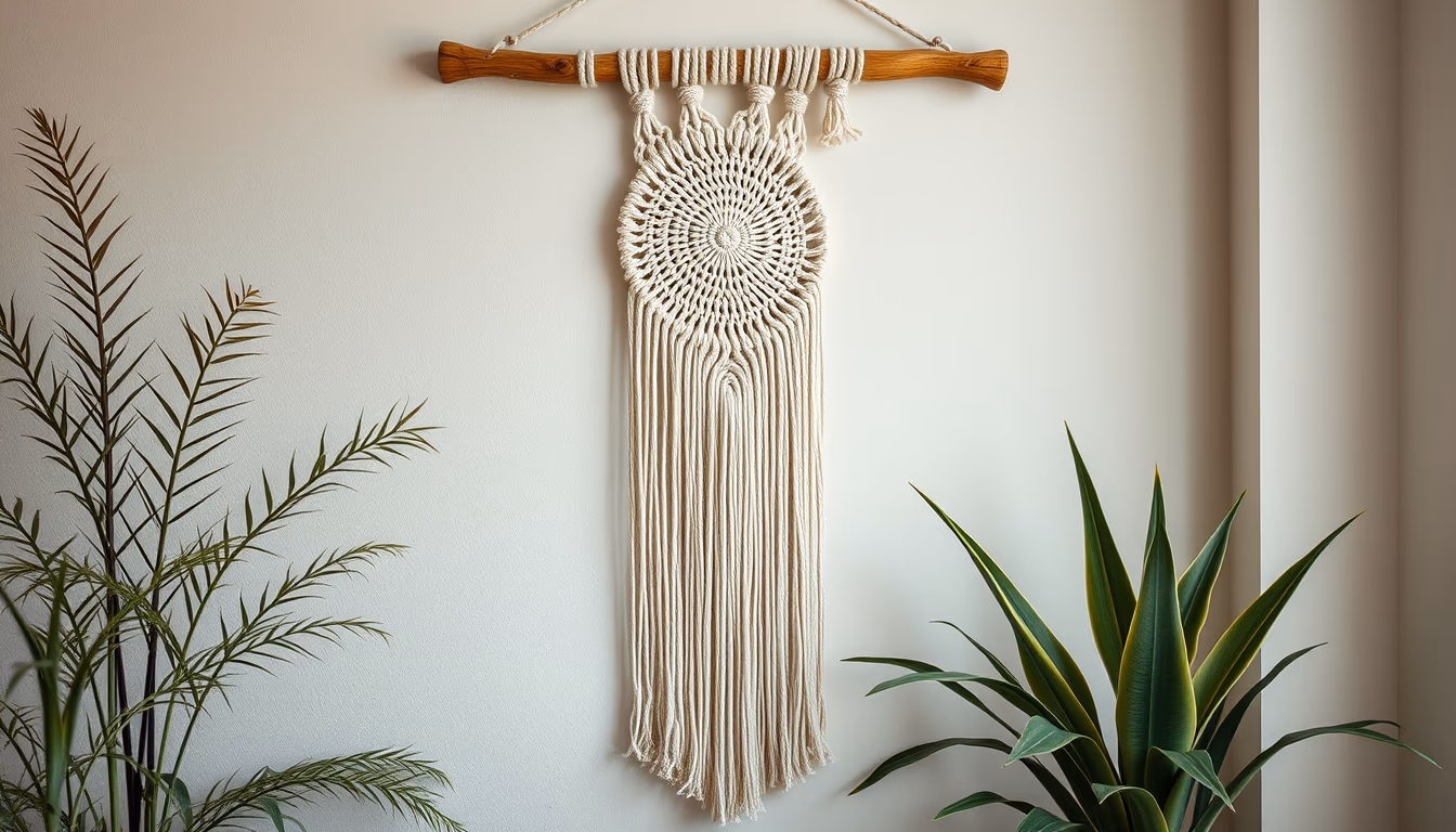 macrame wall hanging in editorial style