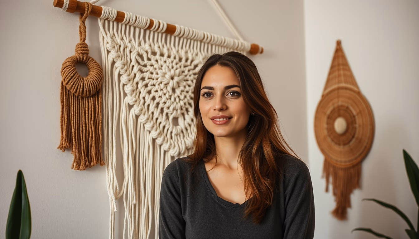 macrame wall hanging in editorial style