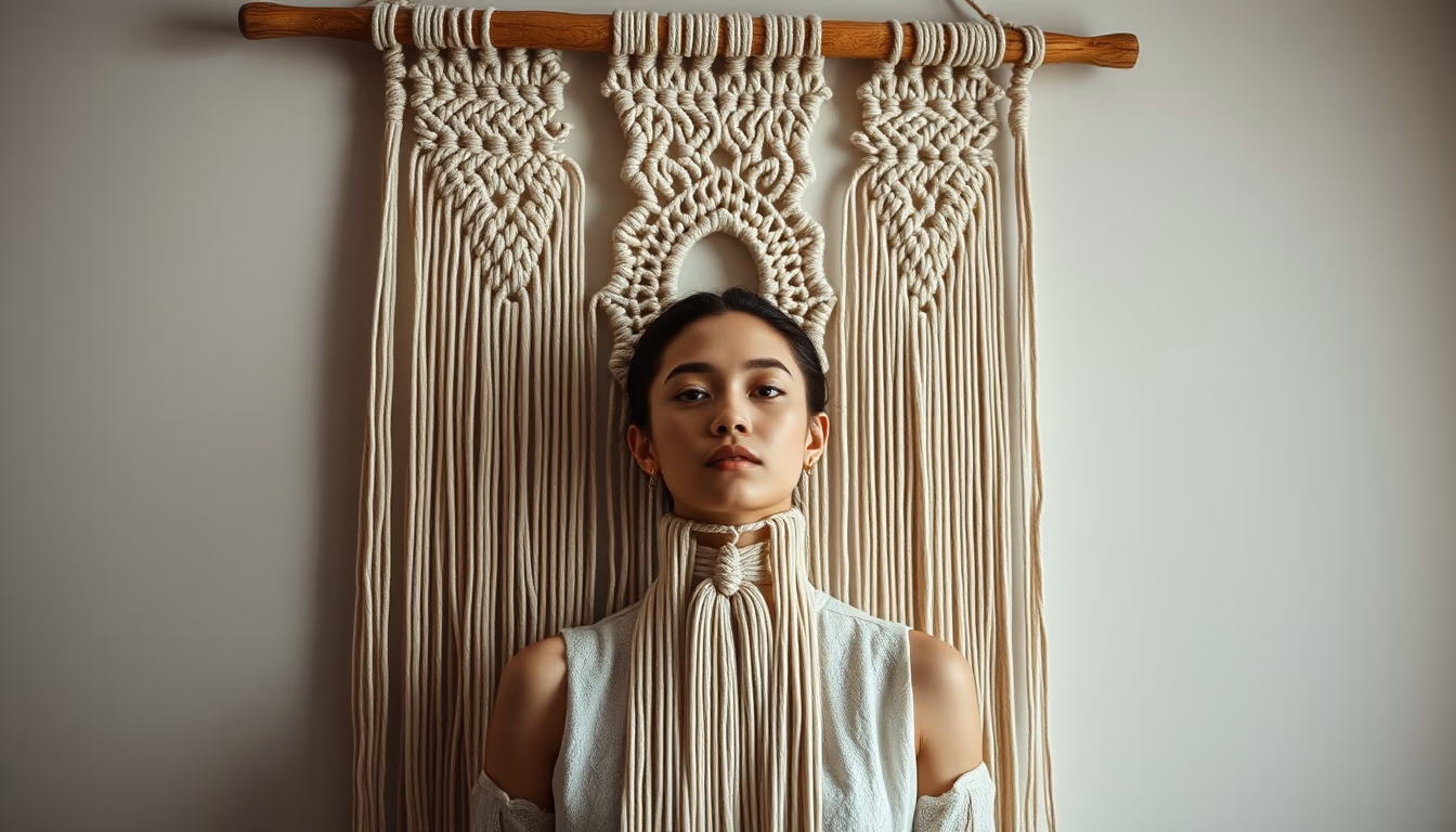 macrame wall hanging in editorial style