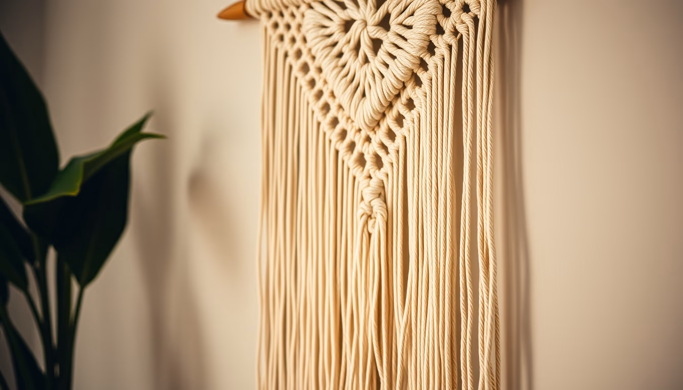 macrame wall hanging in editorial style