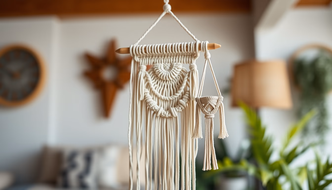macrame wall hanging in editorial style